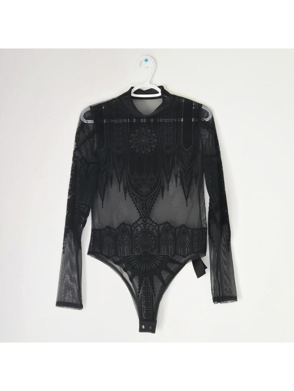 SOLD on Depop Restyle "Inverted Cathedral" Flocked Mesh Bodysuit - Picture 2 of 3